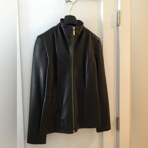 NWOT Cole Haan women’s black leather lamb skin jacket